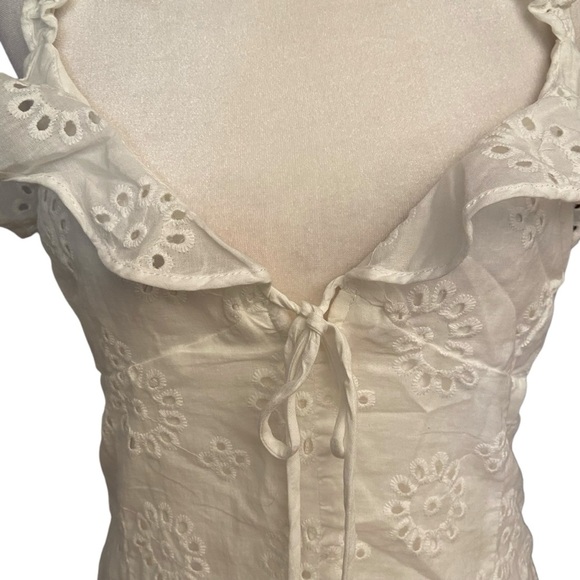 Lush ROMANTIC WHITE RUFFLE EYELET DRESS Size L White Spring Summer Feminine Airy - Picture 5 of 14